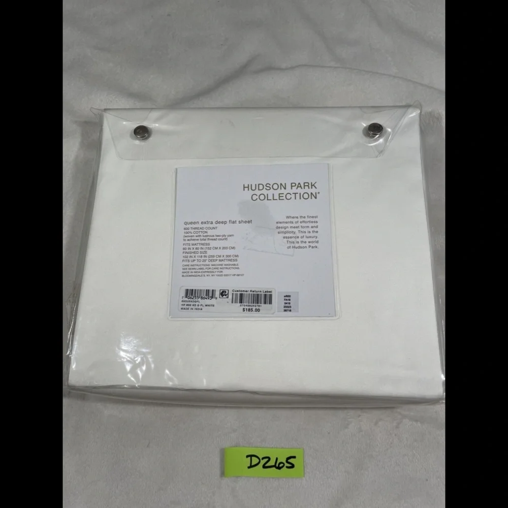 NIB [ QUEEN ] 600TC Cotton Extra Deep Flat‎ Sheet for Hudson Park